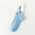 Calcetines de tubo medio transpirables con estampado de letras para hombres y mujeres. - Calcetines sueltos talla única (tallas 37-44) / Azul claro