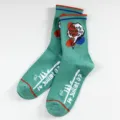 Groene sokken met Franse slogan-prints en geribbelde boorden voor hippe streetwear outfits. - Heren één maat (maten 37-44) / Groen