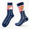 Herren lange Baumwollsocken mit US Flagge Adler Motiv, bequeme sportliche Freizeitsocken. - Herren Übergröße / Stil 1