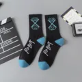Street style cotton mid-tube socks for men and women featuring cool robot embroidery design. - Robot One Size / Size 12