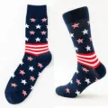 Herren Lange Socken Patriotisch US Flagge Stil Marineblau Weiße Sterne Rote Streifen Gr 45 47 - Herren Übergröße / Größe 6