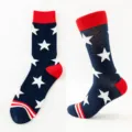 Herren patriotische Stern Print lange Socken, dunkelblau mit rot weißen Streifen Zeh. - Herren Übergröße / 2#