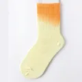 Gradient tie-dye mid-tube cotton socks for women, colorful summer casual sports socks. - Kids' Style Orange & Yellow