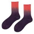 Women gradient dip-dye mid tube cotton socks stylish casual colorful spring fashion hosiery - One Size / Reddish Purple