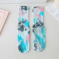 Calze da yoga antiscivolo tie-dye da donna, calzini sportivi per pilates e fitness con gommini. - Taglia unica (misura 36-42) / Blu scuro