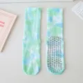 Calze da yoga antiscivolo batik verdi blu calzini da pilates fitness sportivi e comodi - Taglia unica (misura 36-42) / Verde chiaro