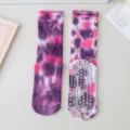 Tie-dye non-slip yoga socks for women pilates fitness anti-skid middle tube socks. - One Size (EU 36-42) / Purple