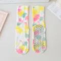 Tie-dye non-slip yoga socks mid-tube pilates fitness sports socks colorful breathable design - One Size (EU 36-42) / Yellow