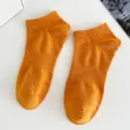 Solid color women's short boat socks, breathable thin cotton anti-slip low cut socks. - Women's One Size (Individual Tag, EU 36-41) / Light Orange