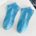 Light blue women low cut ankle socks solid color casual cotton boat socks with anti slip grips - Women's One Size (Individual Tag, EU 36-41) / Light Blue