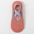 Non-slip yoga socks for women, coral pink cotton pilates socks with cross straps design. - One Size / Crisscross Style / Brick Red