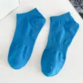 Women solid blue low cut short socks, comfortable cotton boat socks with anti-slip grip. - Women's One Size (Individual Tag, EU 36-41) / Dark Blue