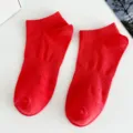 Women solid color low cut boat socks casual short cotton socks bright red breathable - Women's One Size (Individual Tag, EU 36-41) / Watermelon red