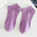 Women solid color low cut short socks purple cotton boat socks fashion casual wear - Women's One Size (Individual Tag, EU 36-41) / Taro Purple