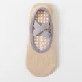 Non-slip yoga socks for women, breathable pilates fitness sports socks with grip dots and straps. - One Size / Crisscross Style / Nude