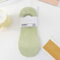 Women's mesh invisible socks, shallow cut summer breathable boat socks with anti-slip design. - One Size (Size 36-41) / Light Green (Vertical Stripes)