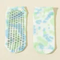 Women pilates anti slip yoga socks tie dye blue green short cotton floor socks variant - One Size / Color 10