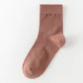 chaussettes mi-hautes respirantes en coton pour hommes confortables et fines marron - Taille unique (tailles 36-43) / Beige