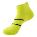 Neon yellow low-cut athletic running socks with black stripe design for men and sports. - One Size (Sizes 37-44) / Grass Green
