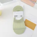 Women breathable mesh invisible socks summer thin shallow mouth anti slip boat socks green - One Size (Size 36-41) / Light Green (Cable Knit)
