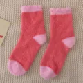 Calzini soffici in pile corallo donna inverno caldo spesso calze da casa sonno - Taglia unica / Cuciture Rosse e Rosa