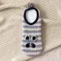 Cozy fuzzy fleece winter socks with cute 3D animal ears, striped warm floor socks for women. - One Size (EU 36-42) / Color 6
