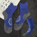 Herren professionelle Sport Basketball Socken Mitte Rohre Kompression rutschfest Frotteesohle - Einheitsgröße (Größe 37-44) / Saphirblau