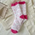 Cozy fuzzy pink heart pattern socks for women soft warm winter home sleep floor socks - One Size (EU 36-42) Upgraded Anti-shedding Style / Style 7