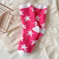 Pink star coral fleece socks for women, cozy warm fuzzy winter floor socks, cute sleep home socks. - One Size (EU 36-42) Upgraded Anti-shedding Style / Style 10