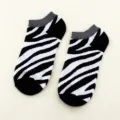 Black and white zebra print boat socks for men and women short cotton casual socks daily wear - 5#