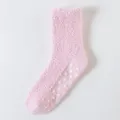 Pink fuzzy cozy plush anti-slip crew socks for women winter indoor warm floor socks - One Size / Pink