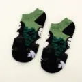 Retro Mona Lisa art printed low cut short socks, comfortable cotton casual socks for daily wear. - 66#