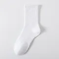 Calzini a costine bianchi da uomo tinta unita, stile sportivo classico, comodi e traspiranti. - Taglia unica / Bianco