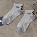 Calzini corti da uomo in cotone primavera estate casual a righe traspiranti stile sportivo - Taglia unica / Grigio