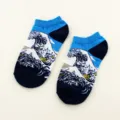 Unisex fashion ankle socks retro art wave print breathable cotton short sports socks - 67#