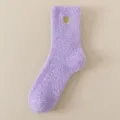 Calzini in pile viola con cuore dorato, calze calde invernali spesse per casa pavimento donna - Taglia unica (misura 36-42) / Viola chiaro