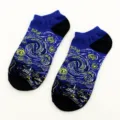 Classic Starry Night oil painting art print short boat socks for men and women daily wear. - 68#