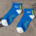 Men's short cotton socks spring summer casual streetwear letters sports breathable ankle socks - One Size / Blue