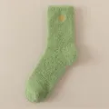 Soffici calze verdi pelose con ricamo a cuore, calde calze invernali per la casa da donna. - Taglia unica (misura 36-42) / Verde