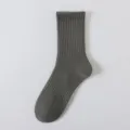 Calcetines de canalé gris oscuro para hombre, calcetines largos de algodón liso. - Talla única / Verde Militar