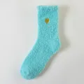 Chaussettes Polaires Douillettes, Chaussettes Maison Chaudes Bleu Clair avec Broderie Cœur Or - Taille unique (taille 36-42) non pelucheux / Vert Lac