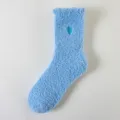 Chaussettes douillettes en molleton de corail bleu clair pour femmes, chaudes et épaisses. - Taille unique (taille 36-42) non pelucheux / Bleu ciel