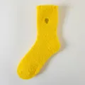Chaussettes duveteuses en polaire corail pour femmes, chaussettes de sol chaudes avec cœur. - Taille unique (taille 36-42) non pelucheux / Doré