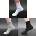 Calze sportive da uomo a tubo medio in cotone tinta unita, bianco grigio nero comode - Taglia Unica da Uomo / Media lunghezza 3 colori misti