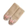 Plush sherpa winter socks for women cute rabbit ears non-slip floor home warm casual daily - Adult Style (EU 35-43) / Khaki