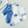Heren zomer korte sokken ademende katoenmix casual sportieve bootsokken enkelsokken - Heren eenheidsmaat (maat 37-43) / 5 Kleuren Gemengd