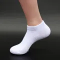 Men's solid white ankle sports socks breathable cotton low cut casual socks daily wear - Men's One Size / White Ankle Socks