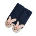 Thickened fleece cozy floor socks for women, cute rabbit design, warm winter sleep socks. - Adult Style (EU 35-43) / Navy Blue
