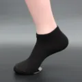 Men's solid color black short athletic socks breathable cotton daily wear casual footwear - Men's One Size / Black Ankle Socks