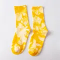 Yellow tie-dye crew socks for men and women, stylish street style skate socks for daily wear. - One Size / Bright yellow